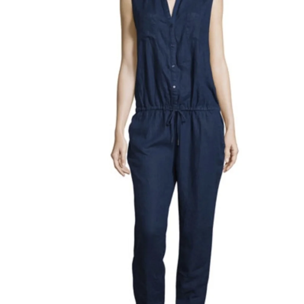 Joie Corrine Navy Linen Sleeveless Jumpsuit